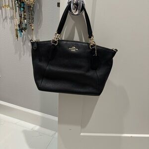 Coach Black Pebbled Leather Tote with Gold Hardware